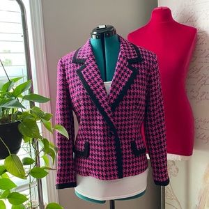 Doncaster Silks pink and black herringbone blazer S